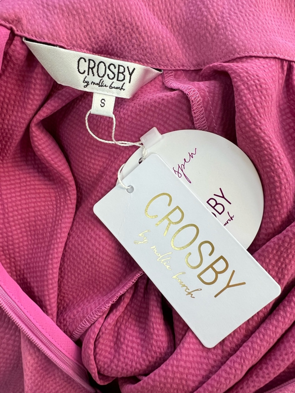 Crosby by Mollie Burch NWT Josephine Bow Long Sleeve Blouse, Camelia Pink, sz S - Picture 8 of 15